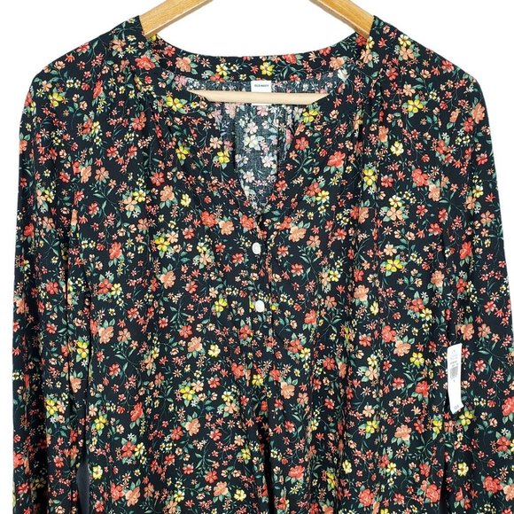 Old Navy Multicolor Liberty Floral V-Neck Henley Button Blouse Top Size Small - Picture 2 of 6